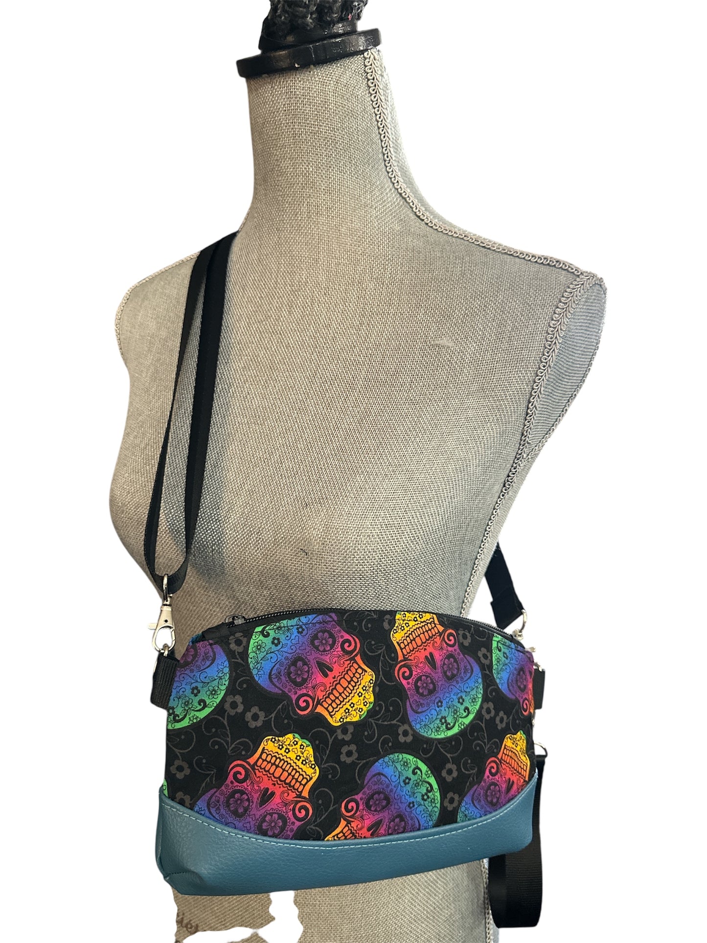 crossbody Rainbow Skulls handbag