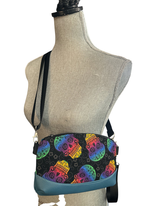 crossbody Rainbow Skulls  handbag