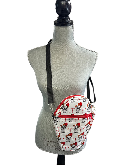 Coffin shaped “Pennywise” crossbody or shoulder bag